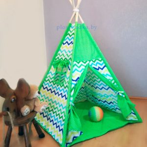 Вигвам детский "Зигзаг зелено-желтый"